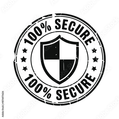 Secure logo with shield and stars on white background