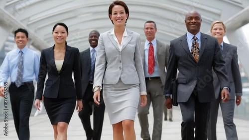 Leading the Way: An empowered team strides forward with purpose and confidence, exuding professionalism and determination. Capturing a vision of leadership and collaboration.