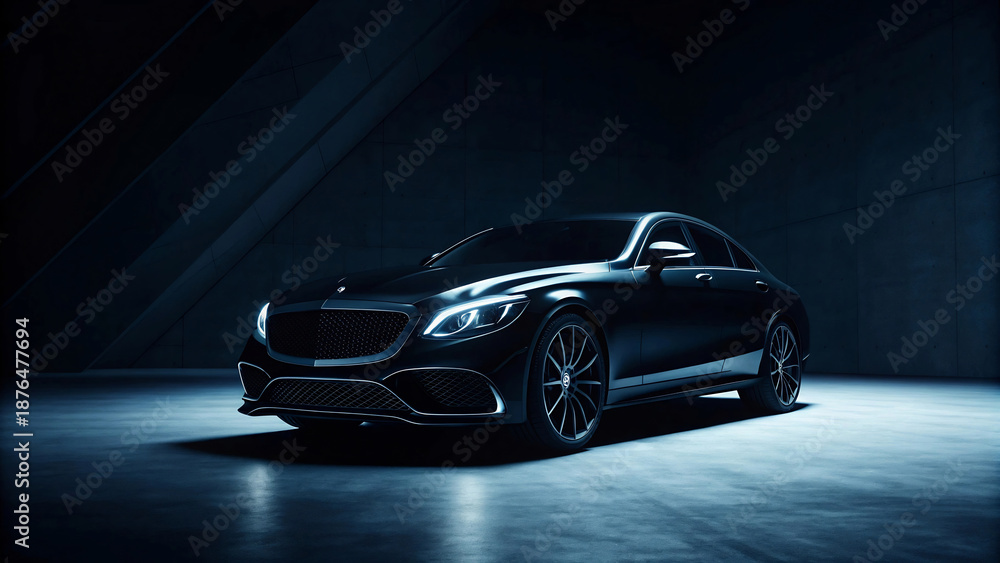 Naklejka premium Dynamic Automotive Luxury Vehicle Bathed in Cinematic Light