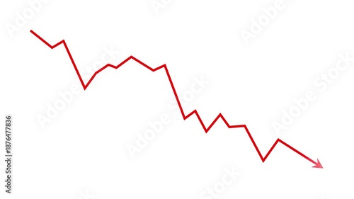 Business graph crash down with red arrow