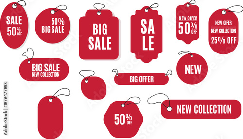 Sale badge with curved label and scroll ribbon includes flyer poster and advertising message in business web banner with deal sign and best price tag for shop order and coming soon collection