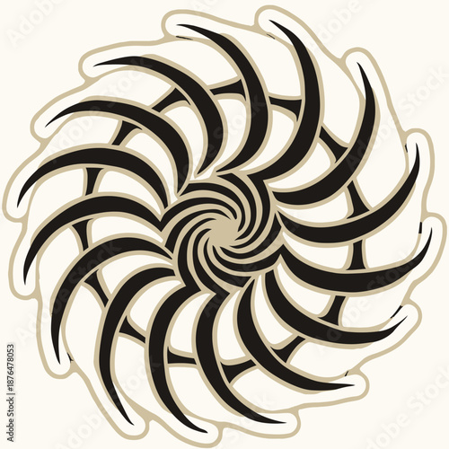 Wallpaper Mural Abstract spiral design with repeating curves and contrasting colors Torontodigital.ca