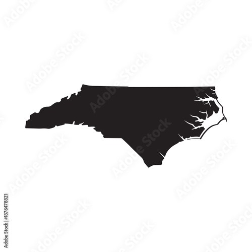 black silhouette of north carolina state in usa