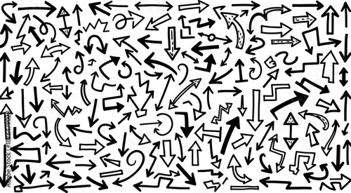 Intricate patterns of intertwined arrows and symbols