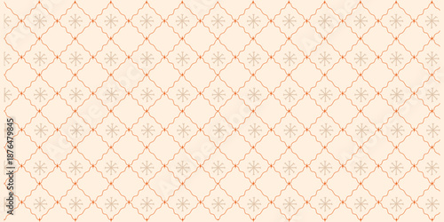 Winter geometric seamless pattern with delicate folk ornaments