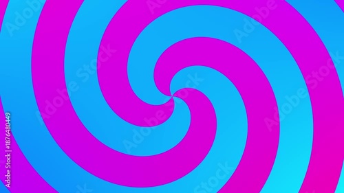 Pink and blue simple hypnotic spiral background, geometric animation