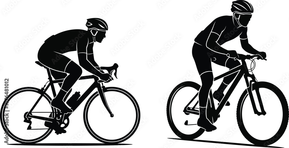 Obraz premium Cycling silhouettes on transparent background high quality professional