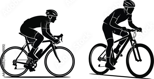 Cycling silhouettes on transparent background high quality professional