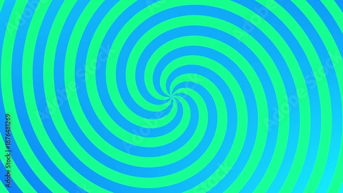 Green and blue simple hypnotic spiral background, geometric animation