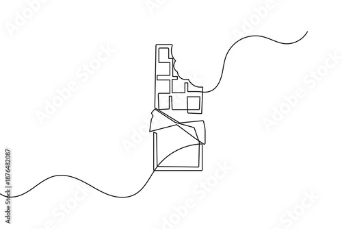 Minimalist chocolate bar sketch in one line art style isolated on white background vector design