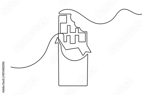 Minimalist chocolate bar sketch in one line art style isolated on white background vector design