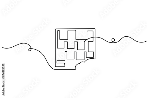 Minimalist chocolate bar sketch in one line art style isolated on white background vector design