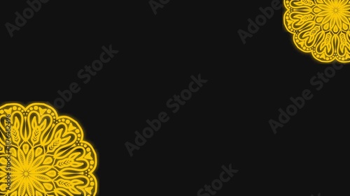 Animation of vintage Luxury mandalas background with old gold frame in arabesque pattern Arabic style. Motion Graphics Video Mandala Rotating on Both Sides. Starry Galaxy Background.