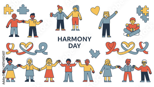 Diverse people holding hands in harmony day celebration unity