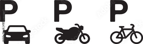 Parking signs for car, motorcycle, and bicycle Vector