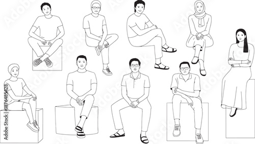 a person sitting on a rectangular object
