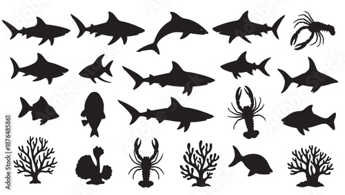 Stylized black and white coral reef branch perfect for design elements