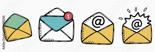Email communication concept illustration showing incoming messages new notifications opened mail for business correspondence messaging apps email marketing posters branding and creative graphic design