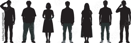 Large Collection of Diverse People Silhouettes Including Professionals Business Leaders Disabled Elderly Children and Service Workers Isolated on White Background for Inclusive Community 