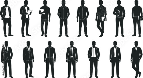 Large Collection of Diverse People Silhouettes Including Professionals Business Leaders Disabled Elderly Children and Service Workers Isolated on White Background for Inclusive Community Graph