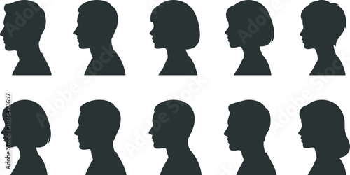 Large Collection of Diverse People Silhouettes Including Professionals Disabled Elderly Children and Service Workers Isolated on White Background for Inclusive Community and Social Representation