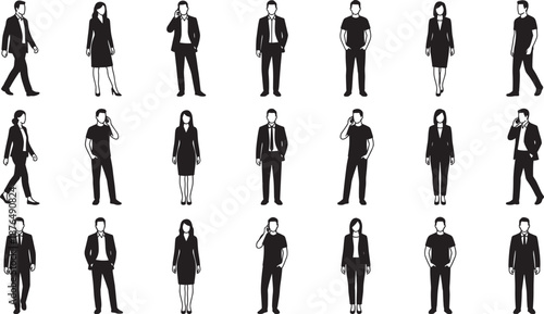Large Set of Diverse People Silhouettes Including Professionals Disabled Elderly Children and Service Workers Isolated on White Background for Inclusive Community and Social Representation