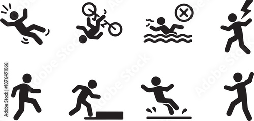 Funny stick figure accidents and mishaps Vector