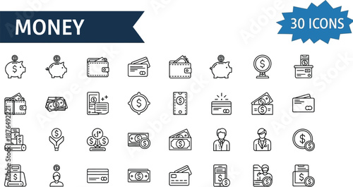 Collection of 3d money icons illustrating various financial concepts