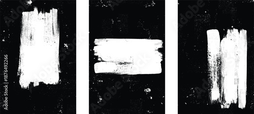 Distressed masks overlays set, rough edges, grunge textured space for text. Grungy poster layers set. Design element for brochure, social media, posters, flyers. Overlay texture.