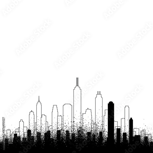 Modern city skyline with sleek skyscrapers and urban landscape