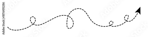 Long squiggle dashed, dotted line arrow vector icon