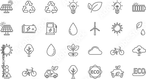 Eco friendly icons and sustainable symbols for environmental awareness