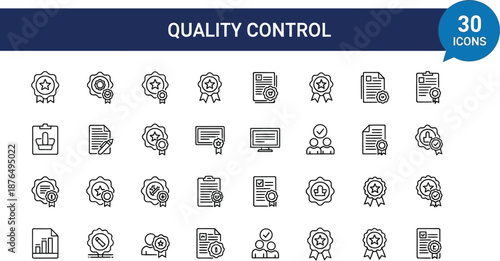 Quality control icons set for business and industrial use