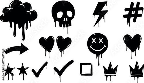 Collection of various symbols and icons representing different concepts and emotions