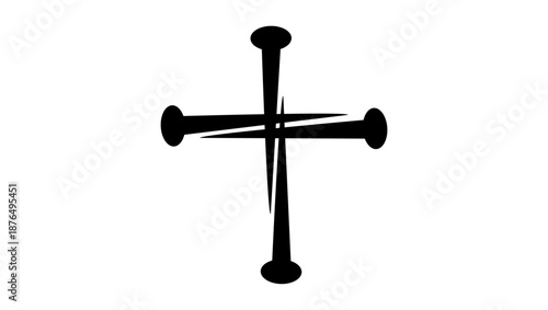 Nail Cross Christian Nail Cross Vector ,black isolated silhouette