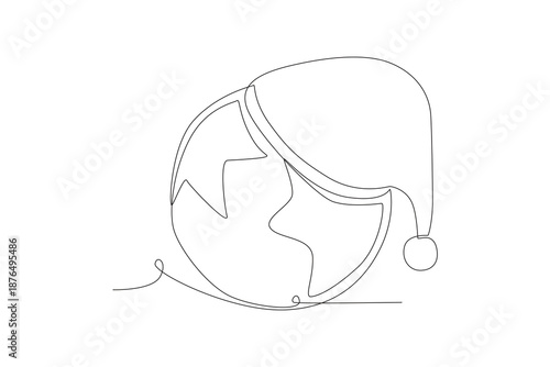 Earth hour concept one-line drawing