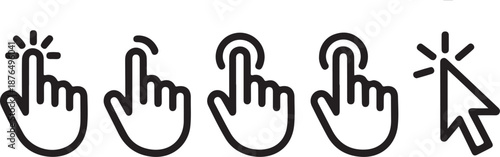 Vector hand cursors icons click set