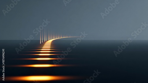 Glowing Light Path Across Calm Water Abstract Future Journey Concept