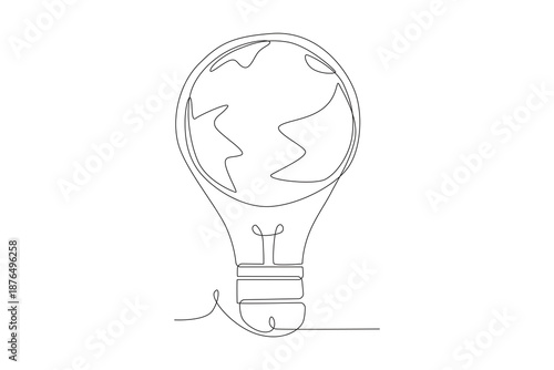 Earth hour concept one-line drawing