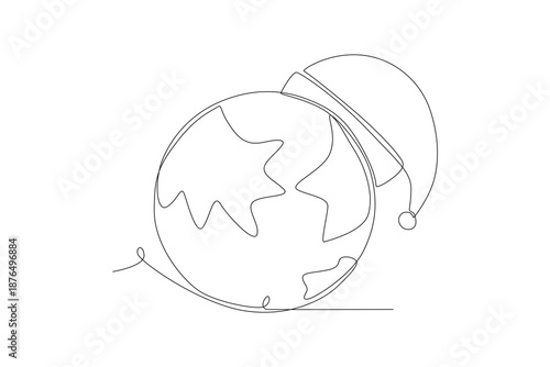 Earth hour concept one-line drawing