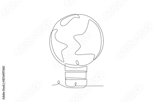 Earth hour concept one-line drawing