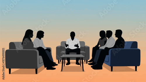 silhouette of business meeting
