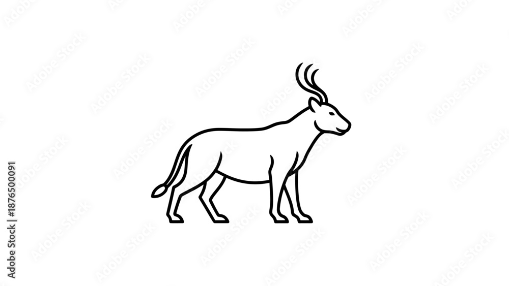 Fototapeta premium Elegant Line Art of a Majestic Antelope with Antlers