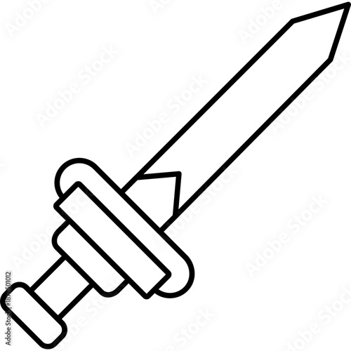 Sword Line Icon for Chinese New Year, Traditional Chinese Weapon Vector