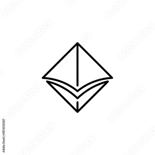Abstract geometric shape, origami-inspired, minimalist line art icon