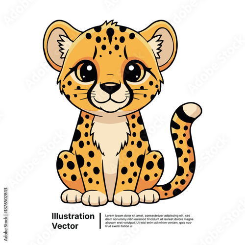 Adorable cartoon leopard sitting with a friendly expression