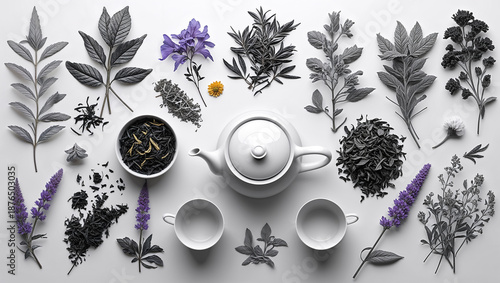Herbal Tea Flat Lay Coloring Page