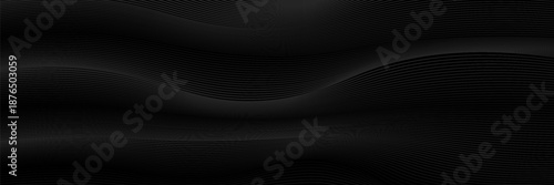 Black abstract background design. Modern wavy line pattern in monochrome colors. Premium stripe texture for banner, business backdrop. vector Eps 10
