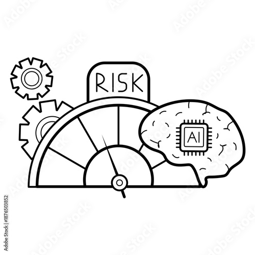Artificial Intelligence Risk Management concept, Human Machine Intelligence Balance vector icon design, AI automation stock illustration
