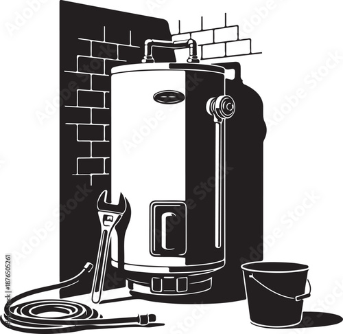 Water Heater Installation with Tools and Accessories